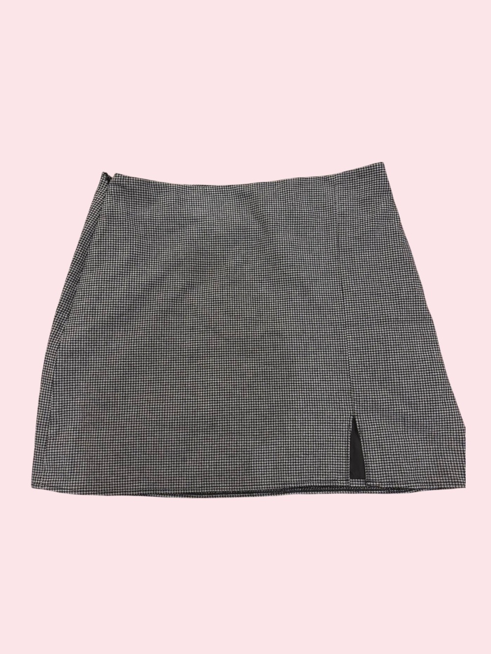 Old Navy Black and White Houndstooth Mini Skirt with Side Slit
